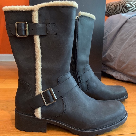 Faux Fur Trim Leather Boots | Poshmark